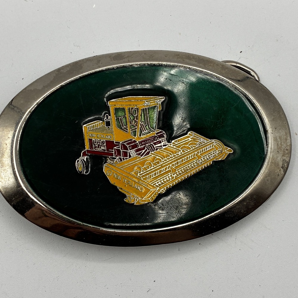 Vintage New Holland Combine Harvester Belt Buckle Agricultural Farm Equipment